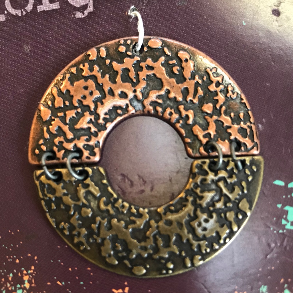 Copper/Bronze Color Metal Hammered Circle Pendant